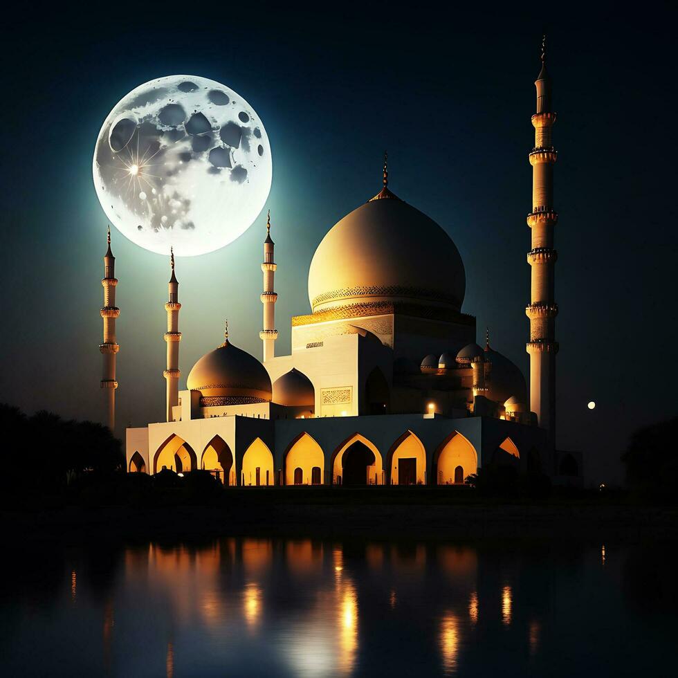 photo a for Eid al Adha with a mosque and a moon