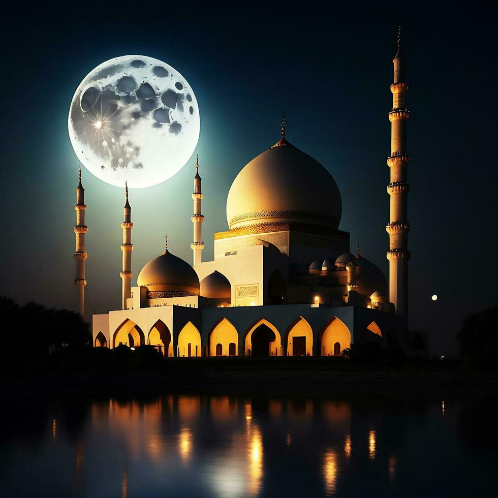 foto un para eid Alabama adha con un mezquita y un Luna