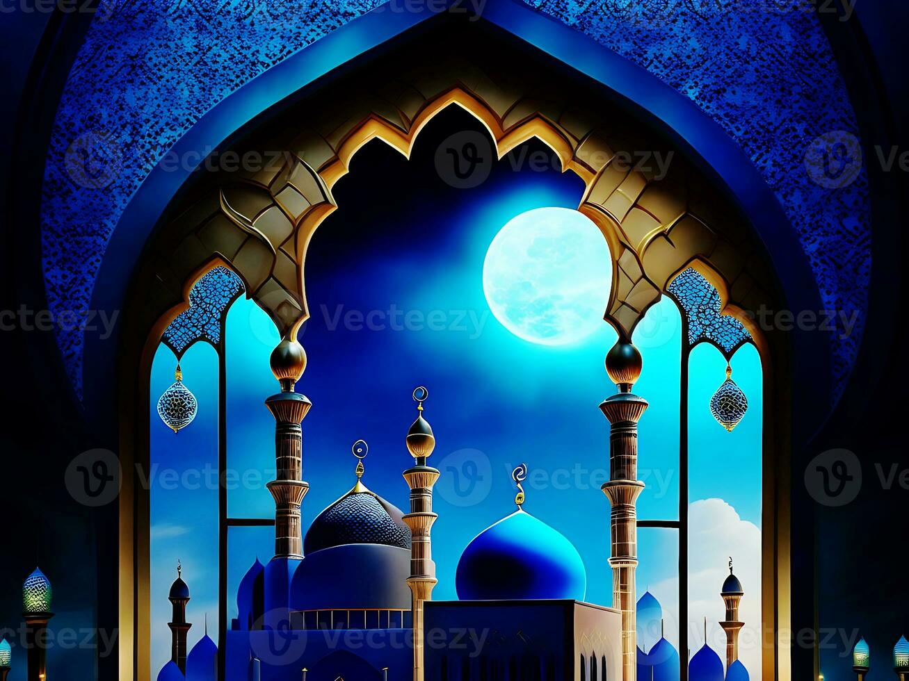 Ramadan Kareem background Mosque window photo