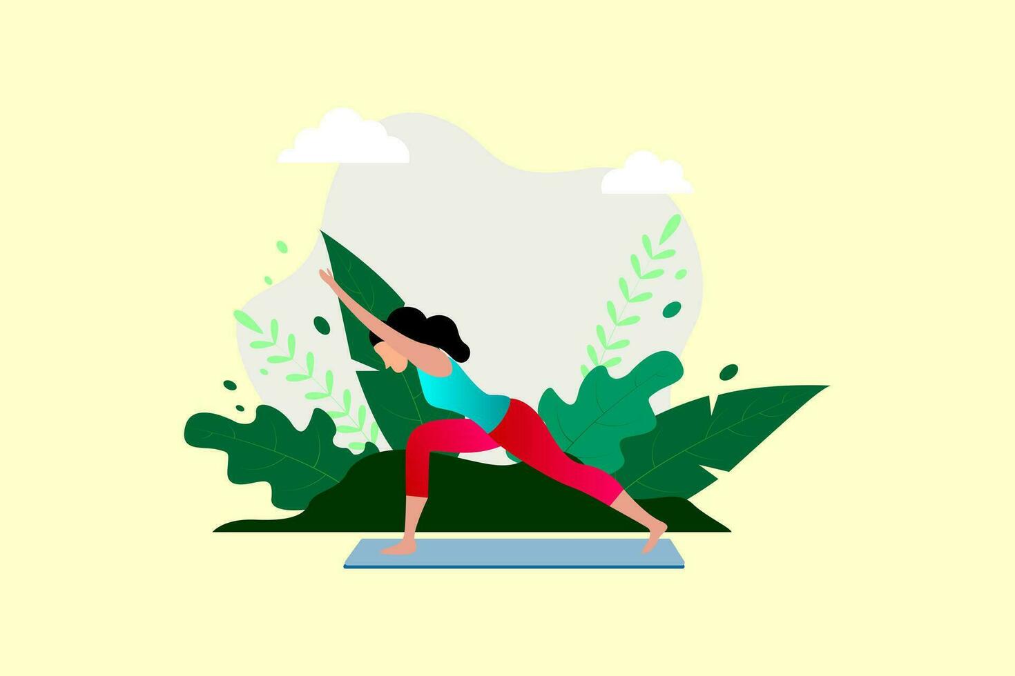 niña en el techo, yoga ejercicio aptitud terapia sano vector