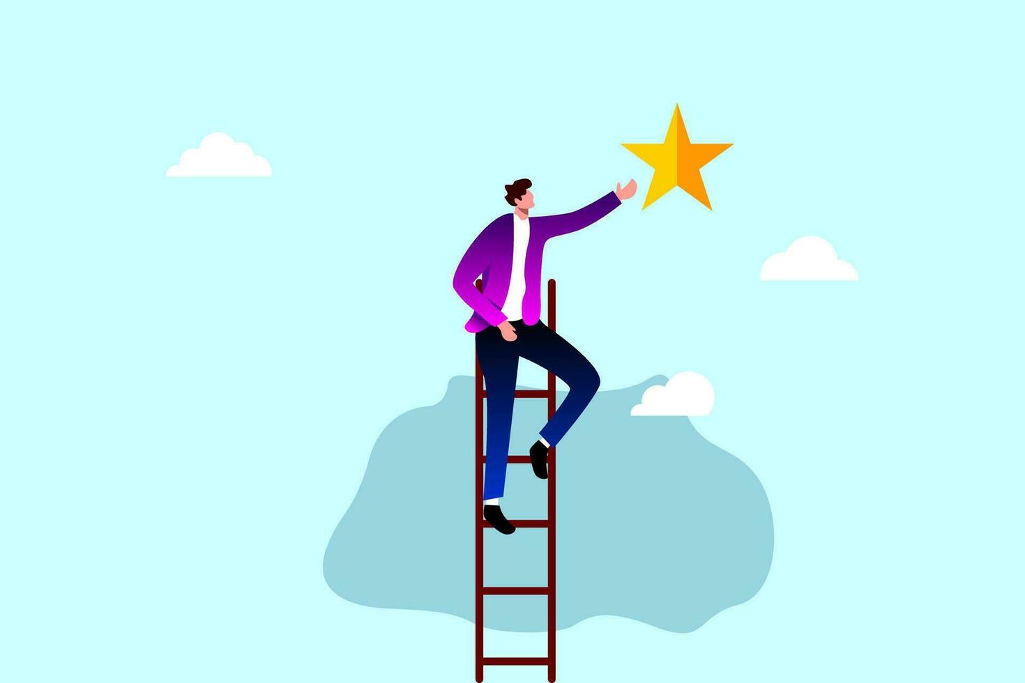 businessman climbing up stairs to success, accomplishment or career development concept, Success ladder to reach goal, achievement or opportunity vector