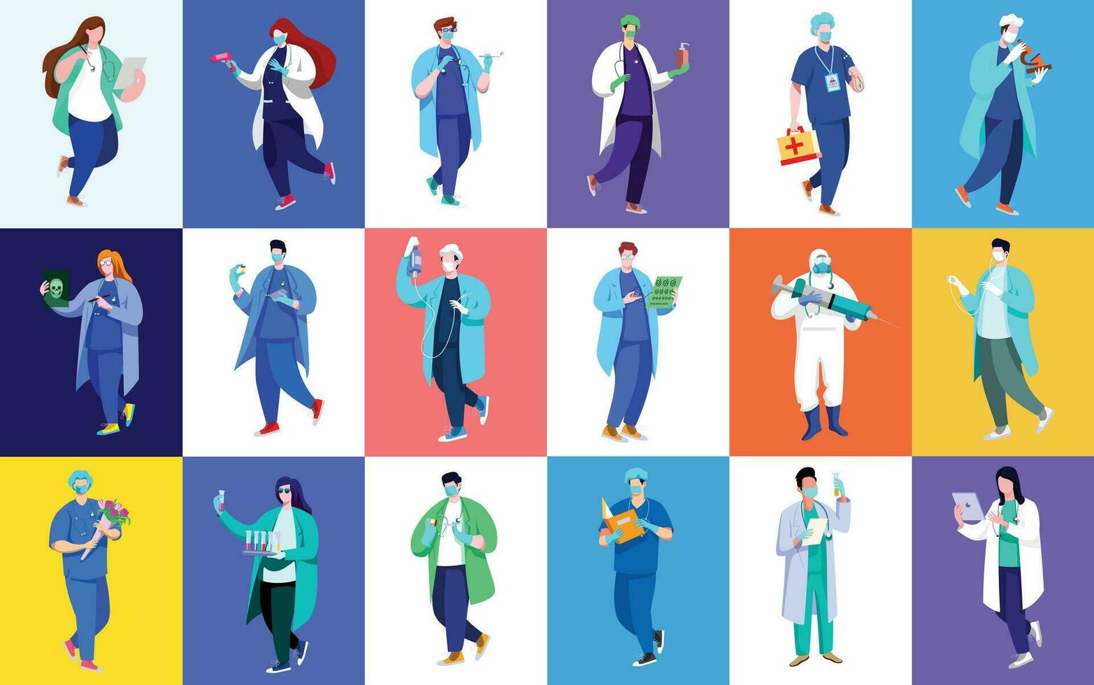 Doctors vector illustration full set