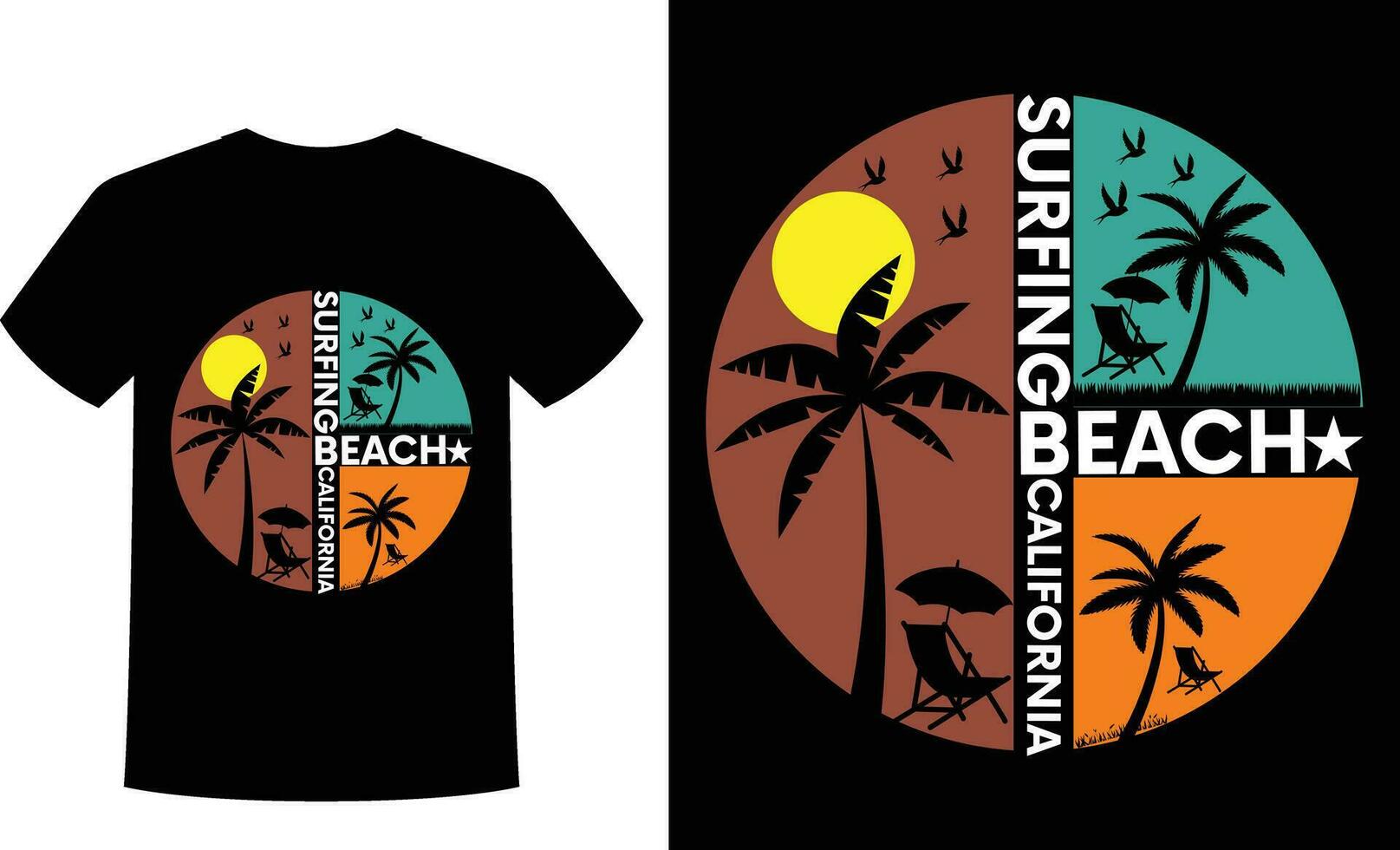 surfing beach california t-shirt vector