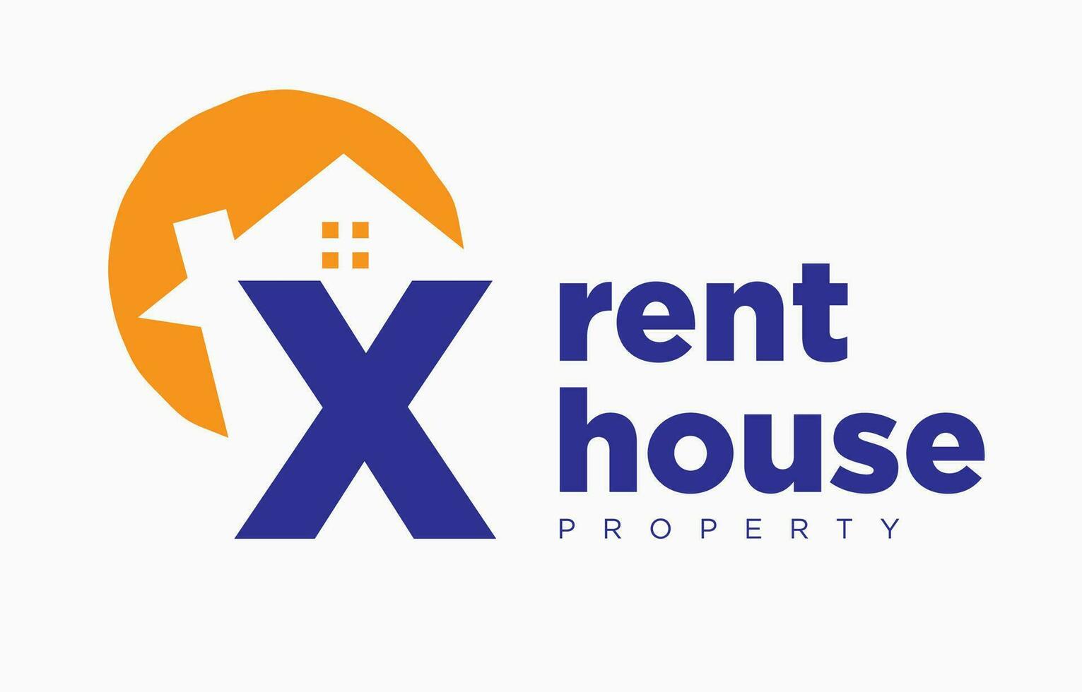 letter X house and sun vector design element for real estate logo or realty exhibition