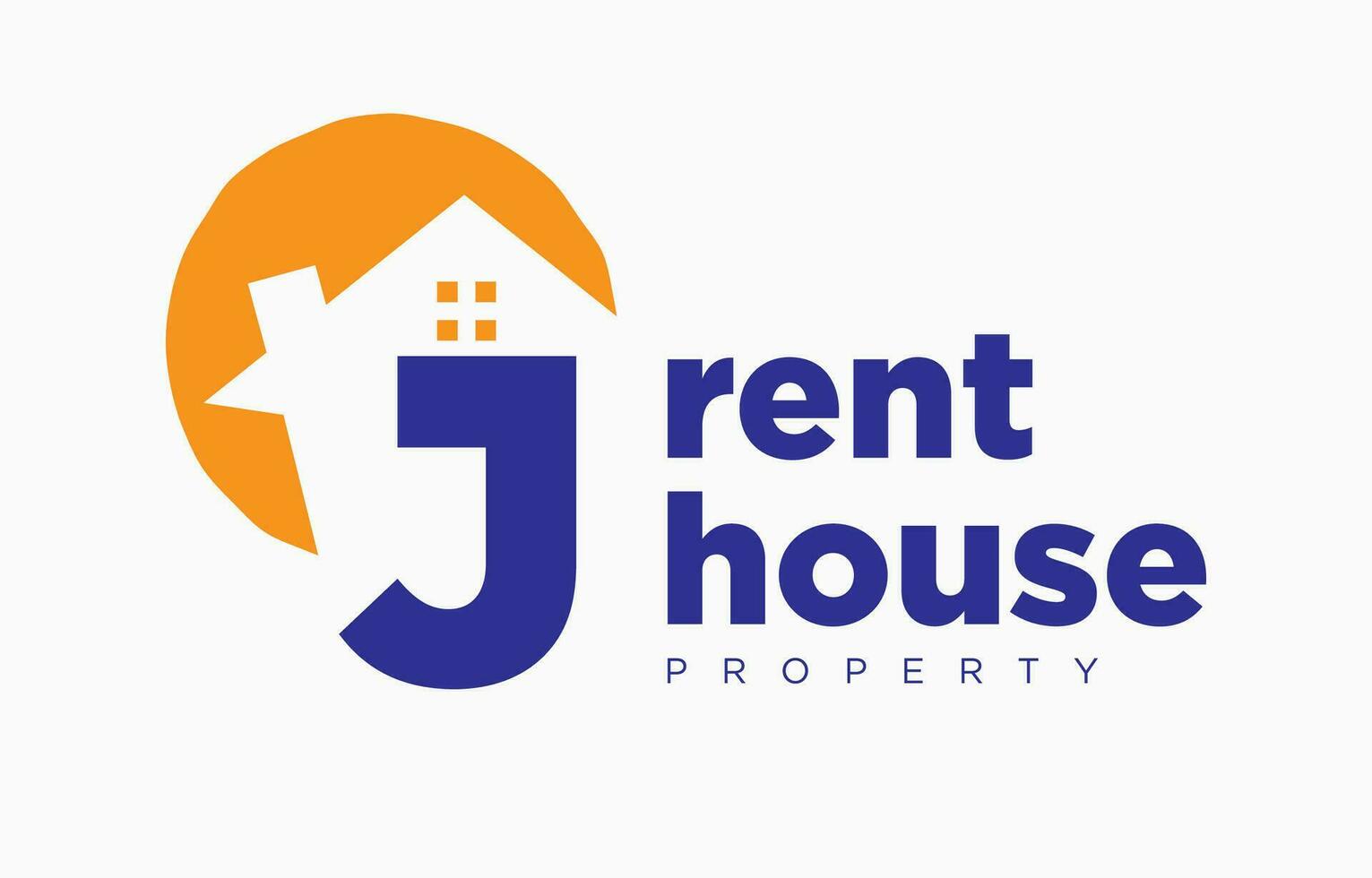 letter J house and sun vector design element for real estate logo or