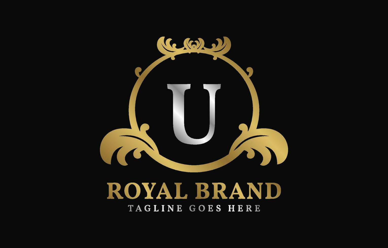 letter U royal brand luxurious circle frame initial vector logo design