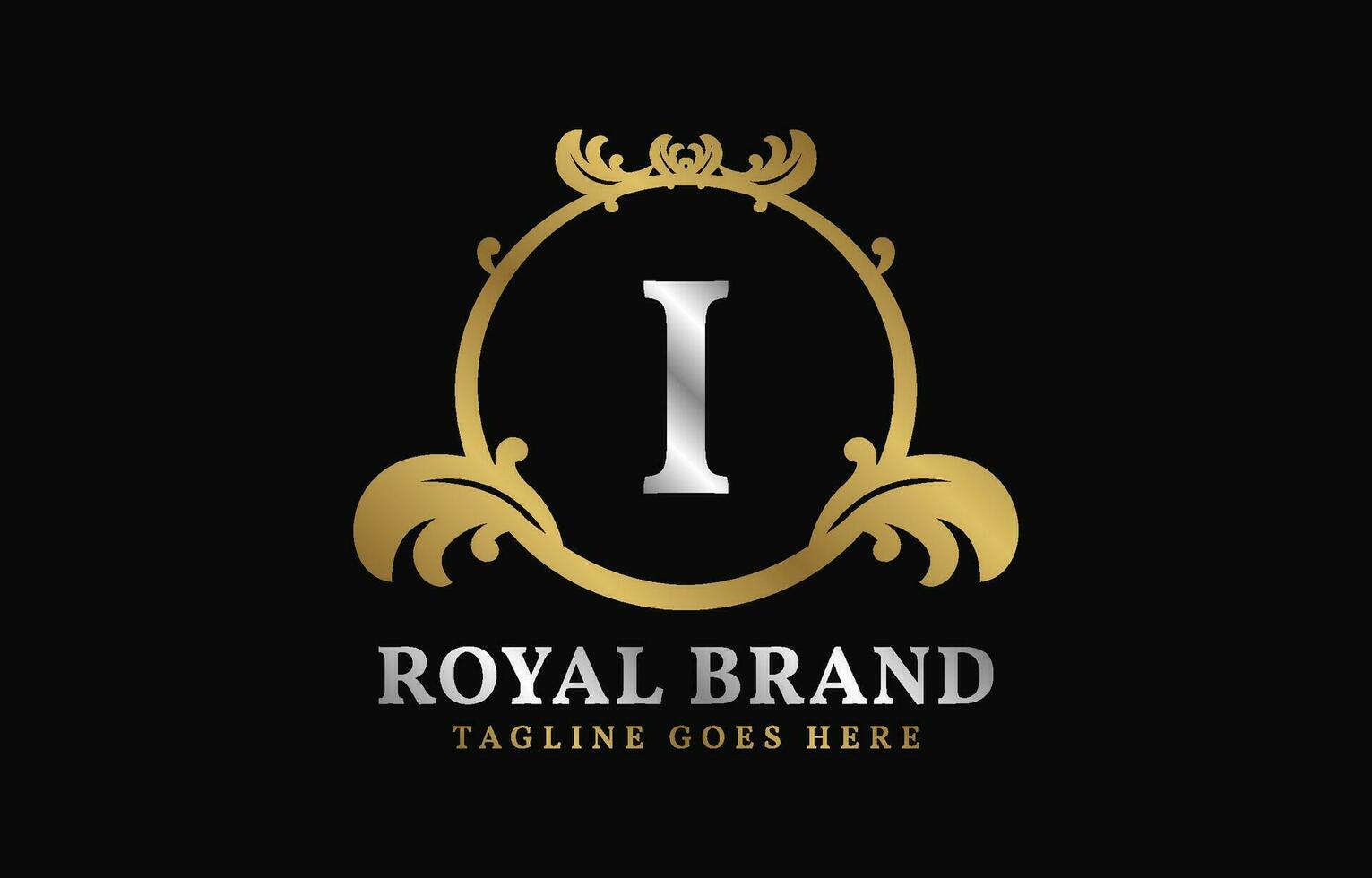 letter I royal brand luxurious circle frame initial vector logo design