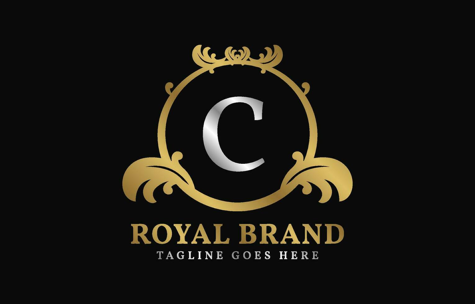 letter C royal brand luxurious circle frame initial vector logo design