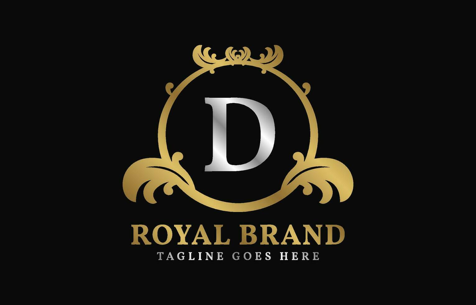 letter D royal brand luxurious circle frame initial vector logo design