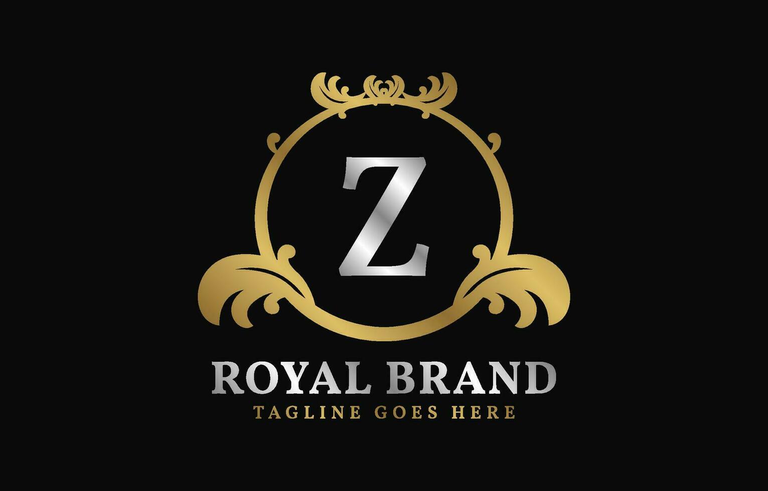 letter Z royal brand luxurious circle frame initial vector logo design