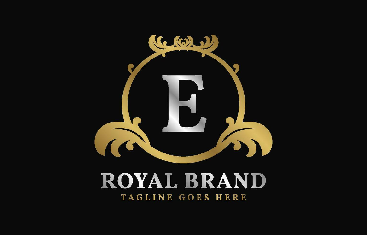 letter E royal brand luxurious circle frame initial vector logo design