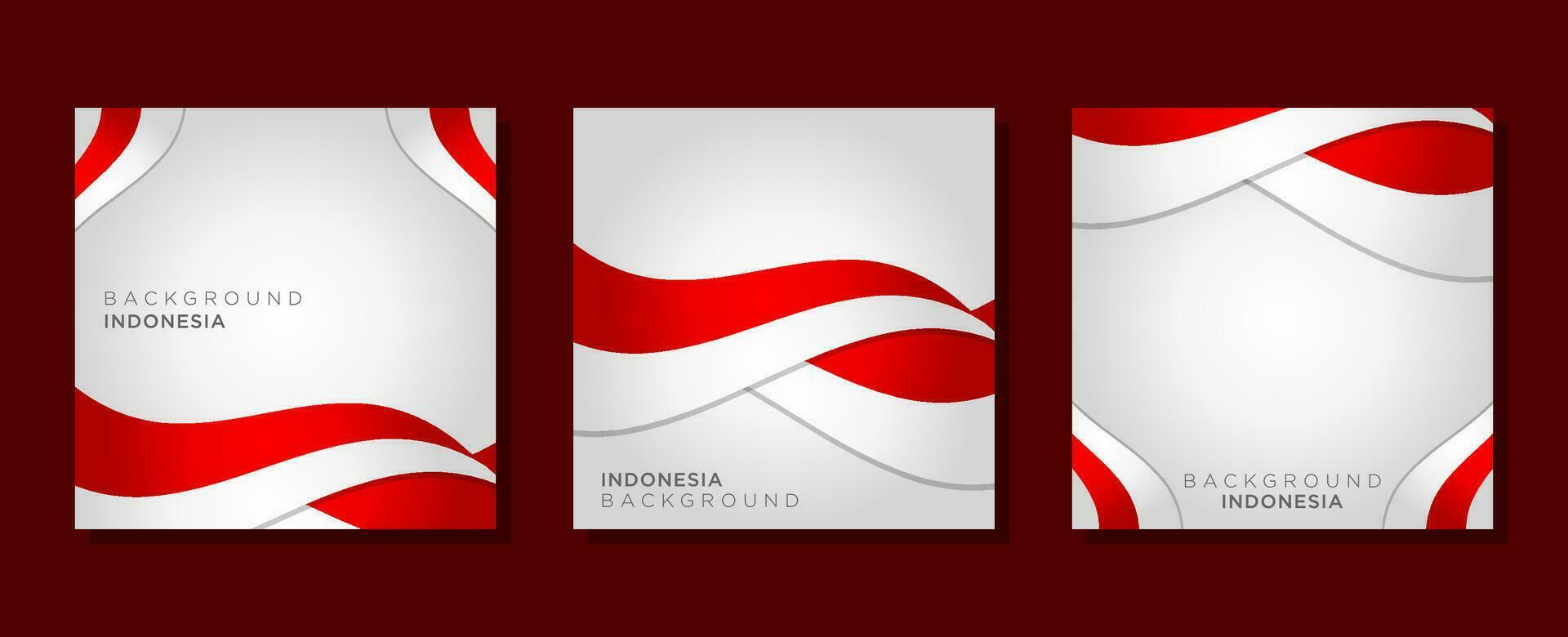 abstract red and white square social media background indonesian flag decoration vector