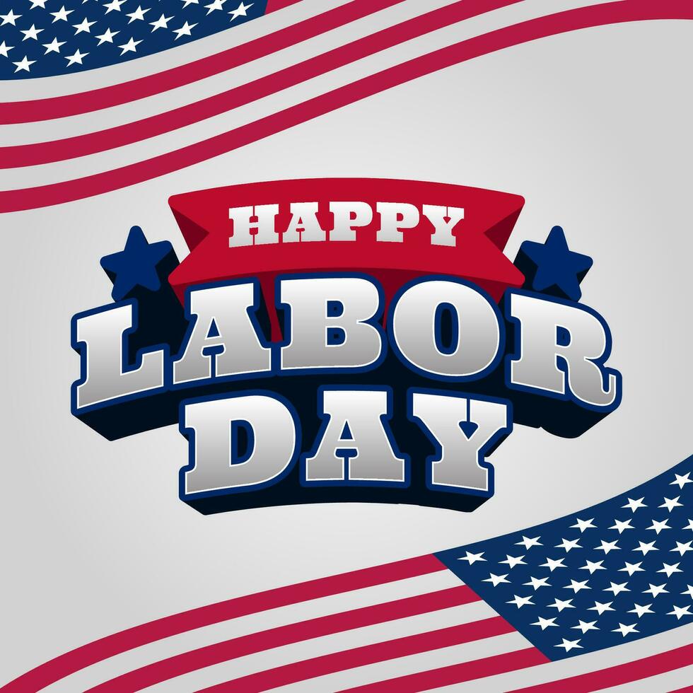 happy labor day typography american flag decoration for web or print vector design element