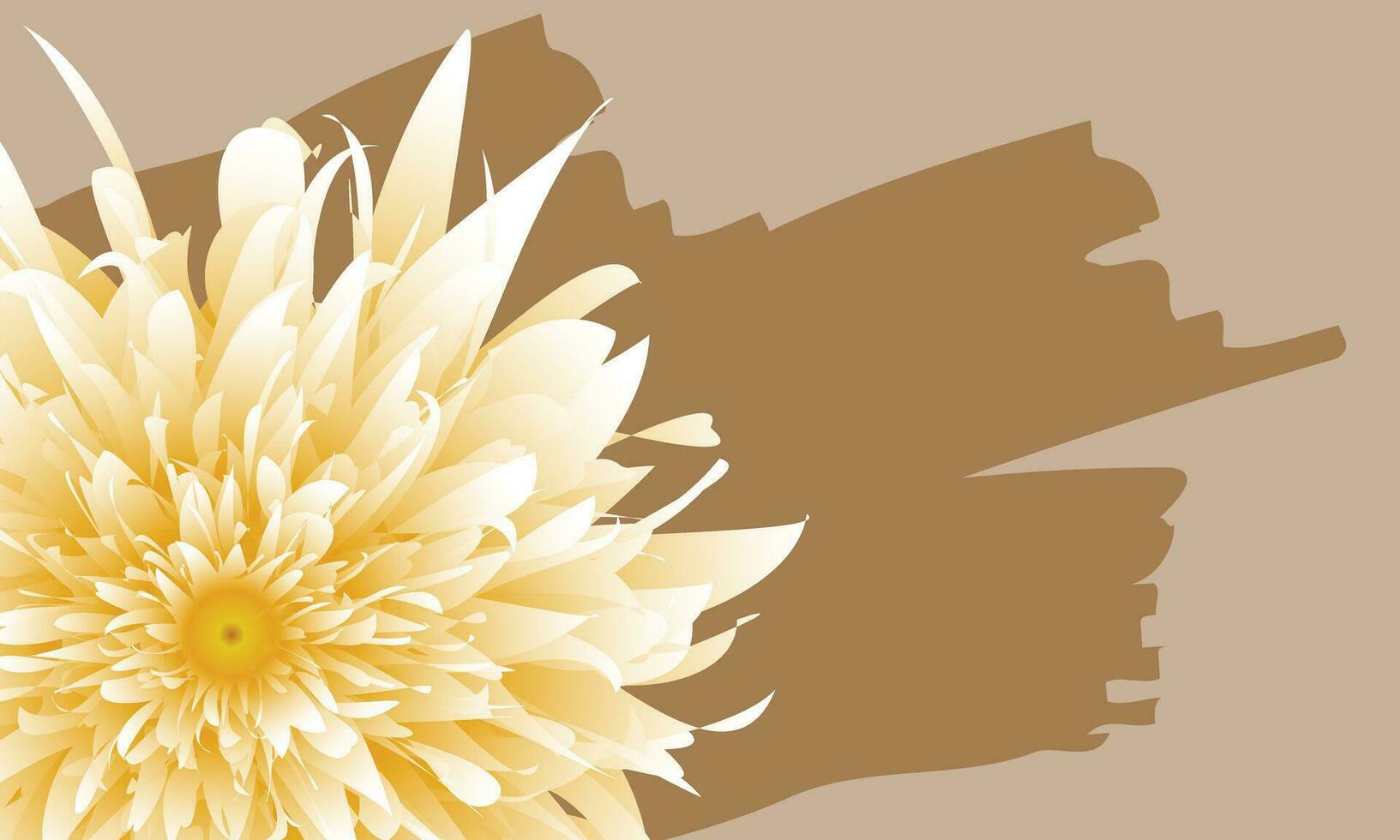 Abstract yellow flower with brown color paint on light brown background. vector