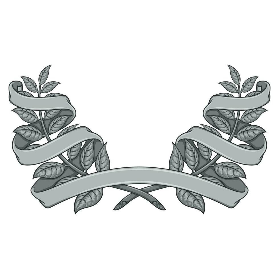 Vector design of laurel wreath with ribbon
