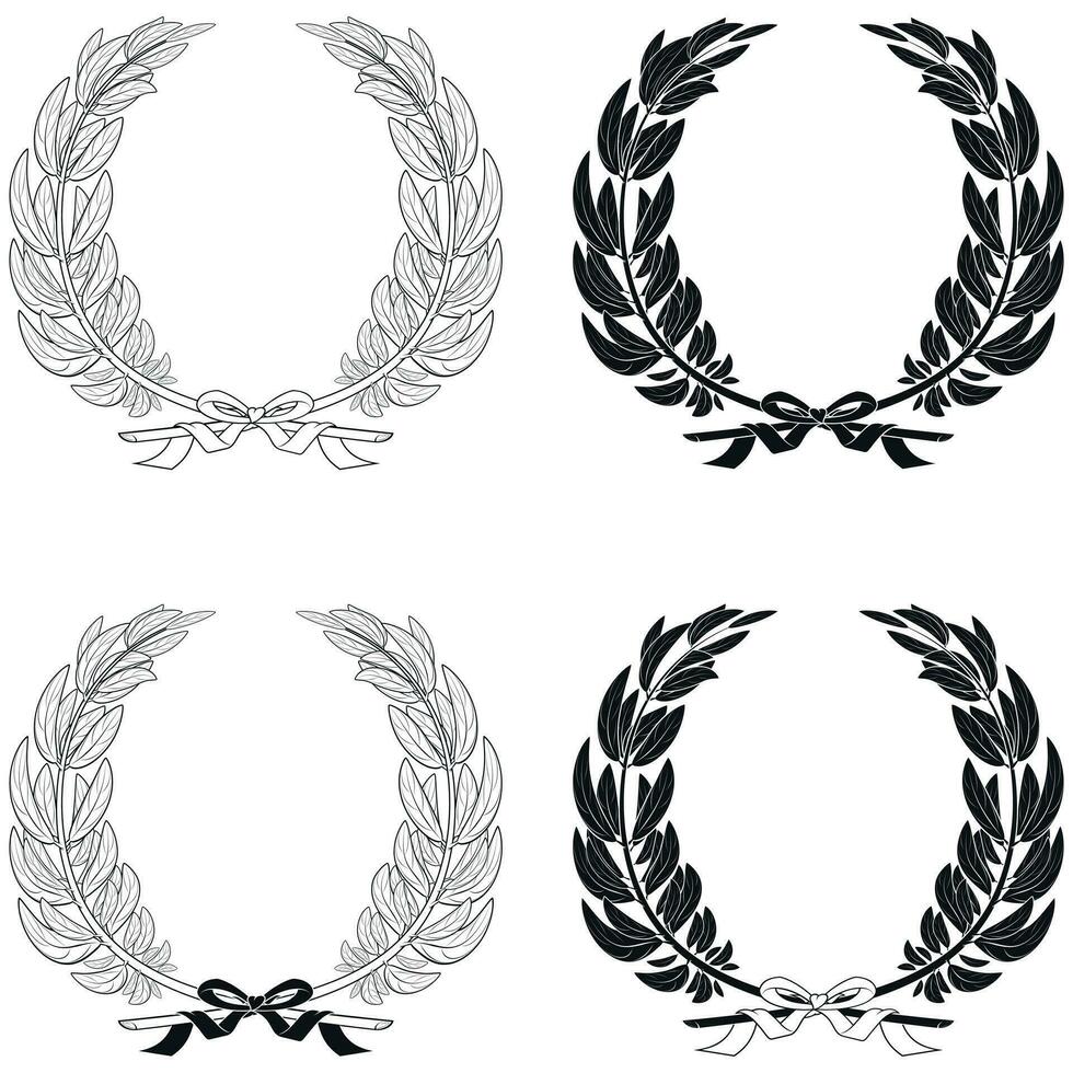 Olive wreath vector tied with ribbon