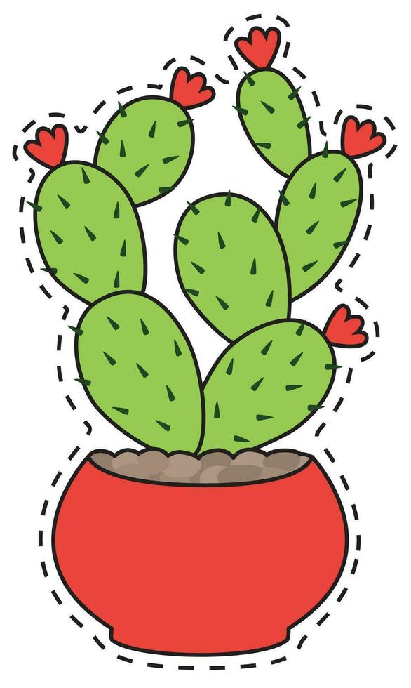 cactus sticker illustration vector