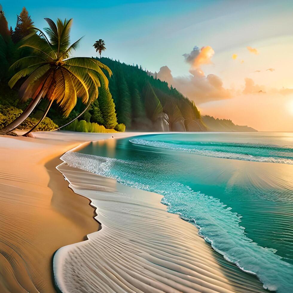 Beach Day With Palm Trees photo