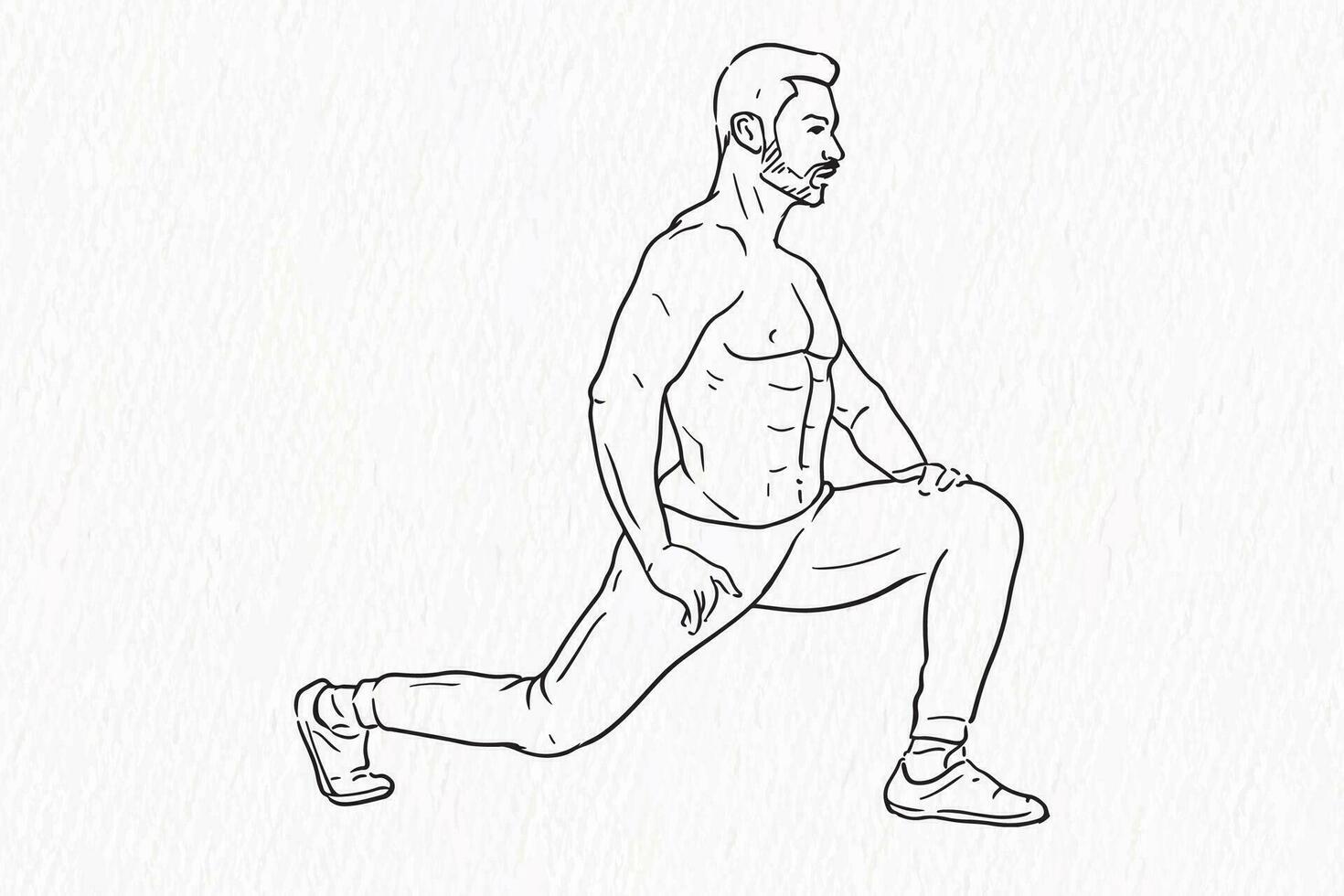 uno línea dibujo de masculino gimnasio aptitud a mano rutina de ejercicio vector ilustración