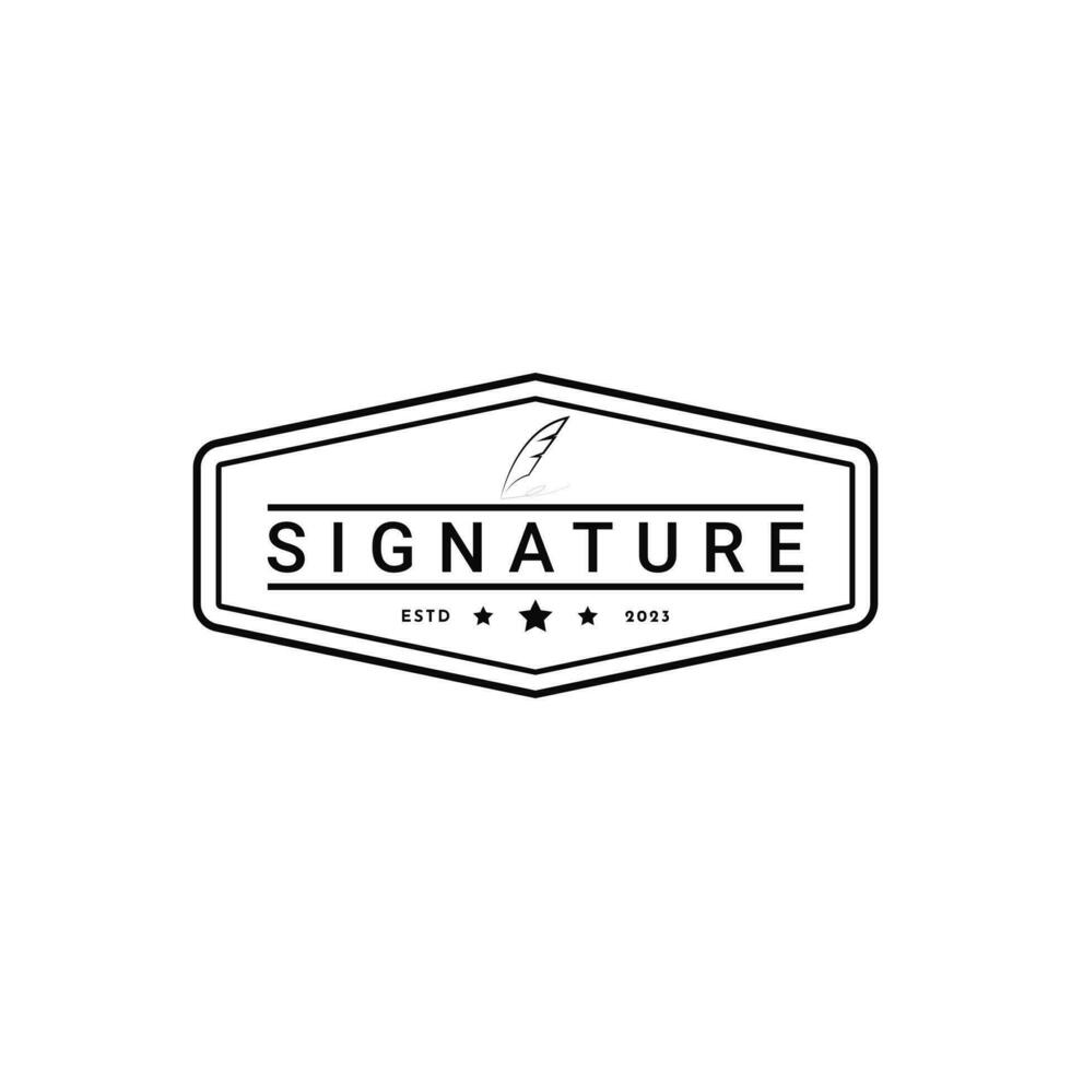 vintage retro signature writing pen logo design idea vector