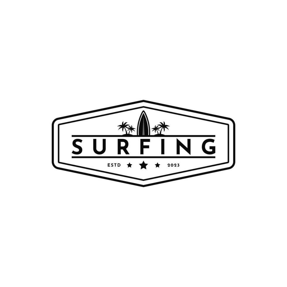 vintage retro surfing logo design idea vector