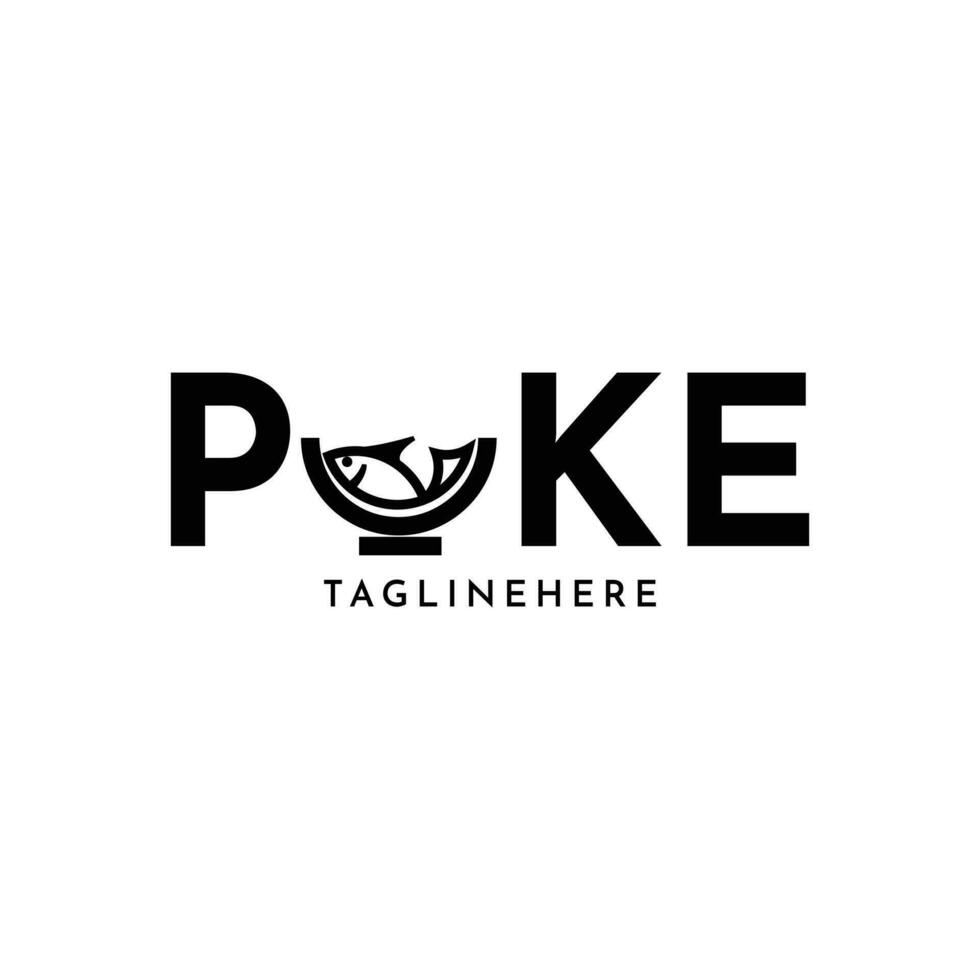 Poke fish bowl logo design for word mark, typography idea creative vector