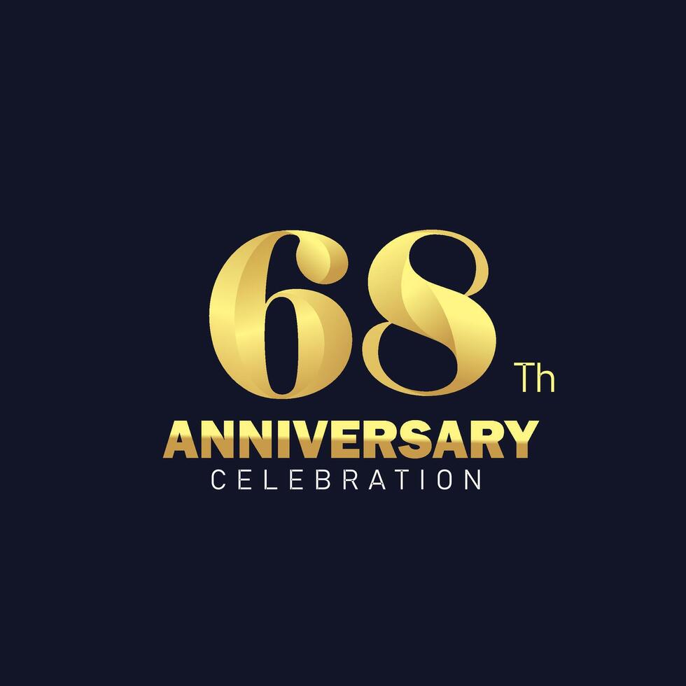 golden 68h anniversary logo design, luxurious and beautiful cock golden color for celebration event, wedding, greeting card, and invitation vector