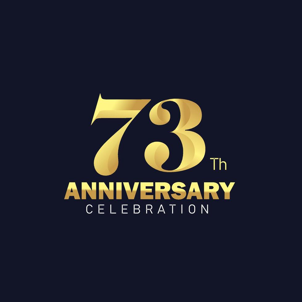 golden 73rd anniversary logo design, luxurious and beautiful cock golden color for celebration event, wedding, greeting card, and invitation vector