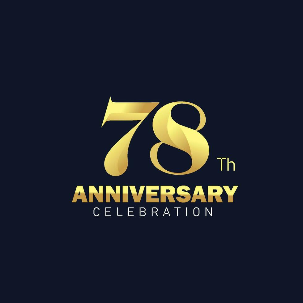 golden 78th anniversary logo design, luxurious and beautiful cock golden color for celebration event, wedding, greeting card, and invitation vector