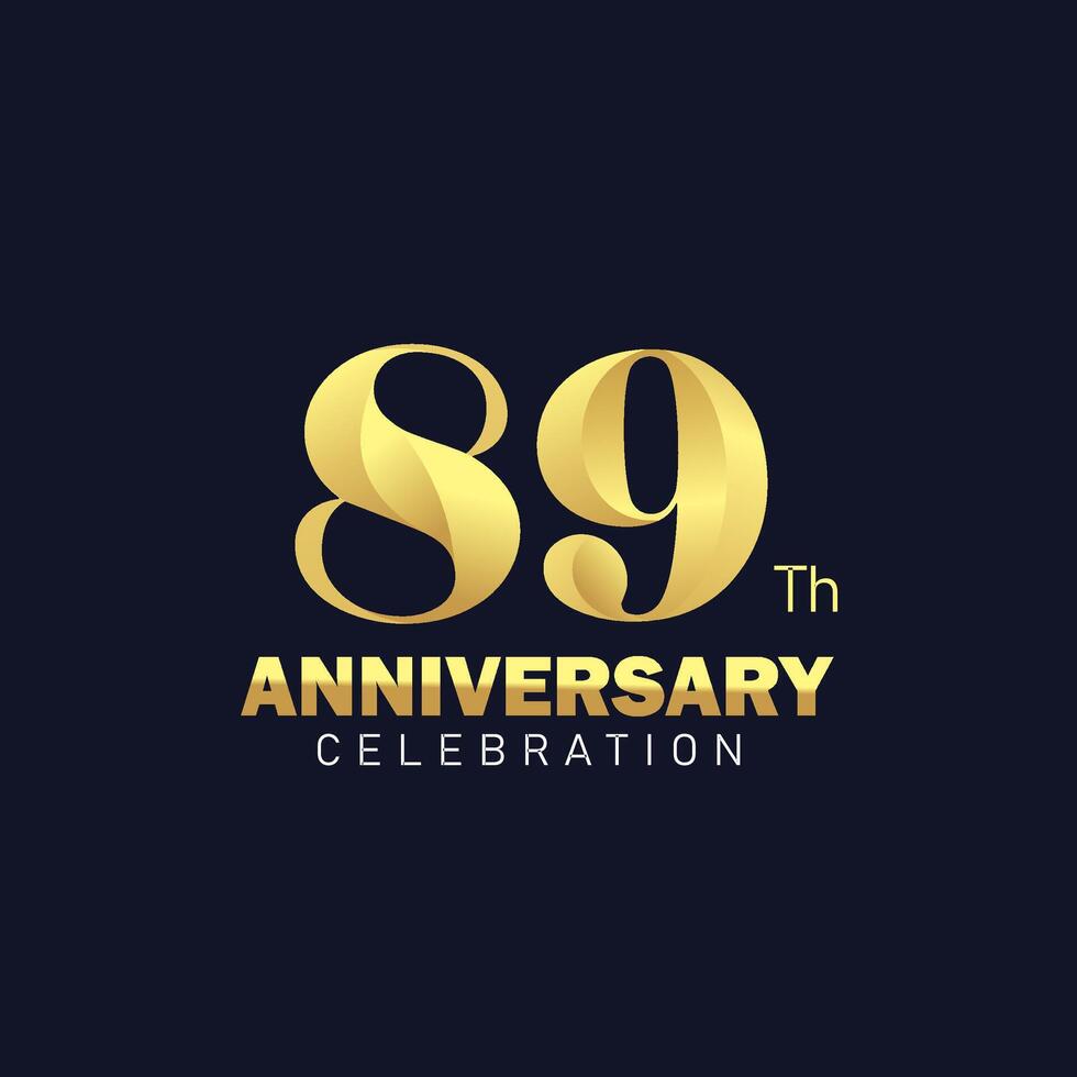 golden 89th anniversary logo design, luxurious and beautiful cock golden color for celebration event, wedding, greeting card, and invitation vector