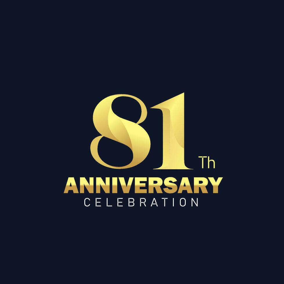 golden 81st anniversary logo design, luxurious and beautiful cock golden color for celebration event, wedding, greeting card, and invitation vector