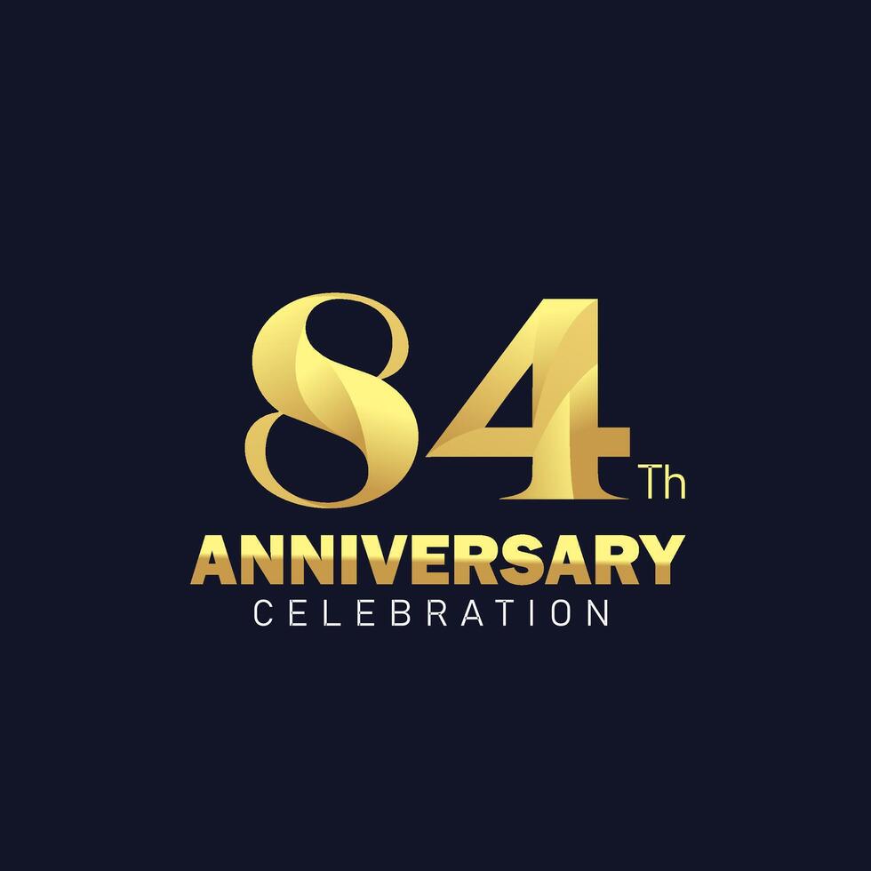 golden 84th anniversary logo design, luxurious and beautiful cock golden color for celebration event, wedding, greeting card, and invitation vector