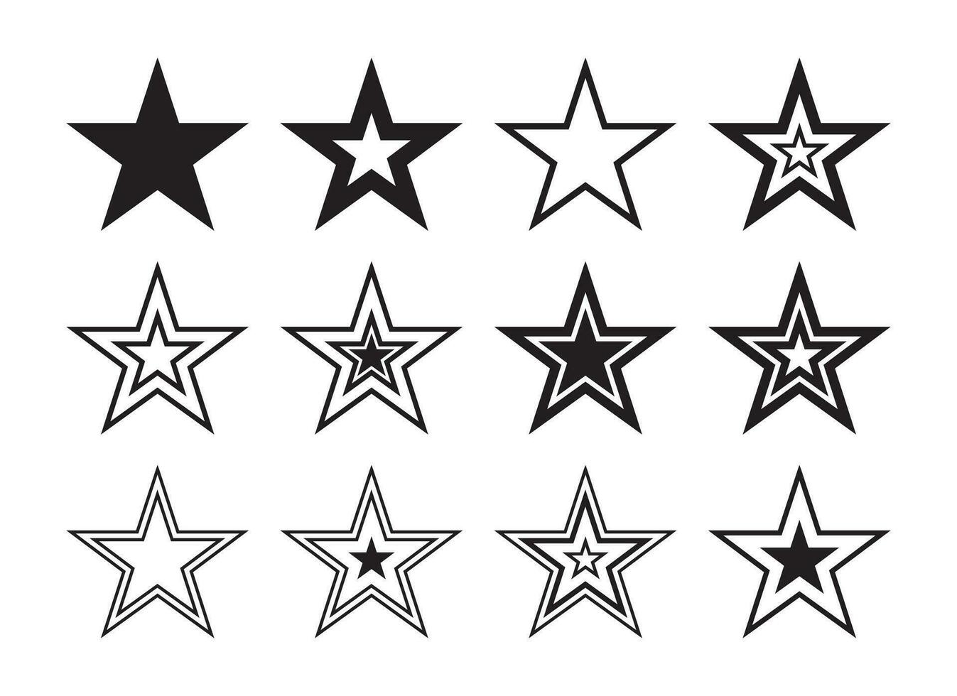Star Shape Outline Graphic Silhouette Set vector