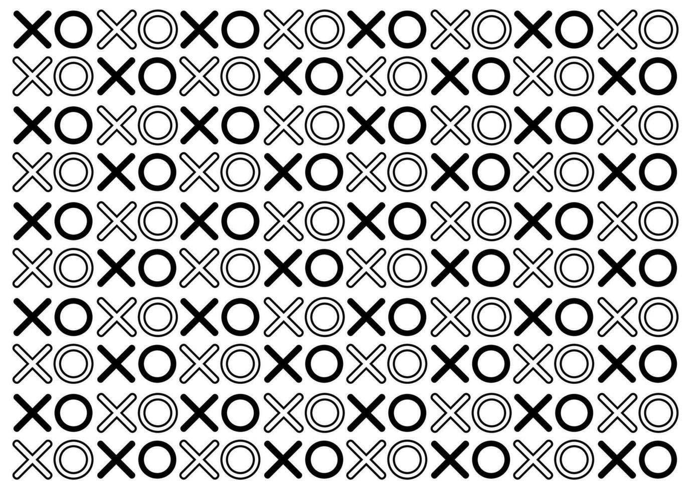 Set of black and white XO geometric pattern. Abstract background. Valentine's Day Pattern. Valentine's Day Background. Vector illustration. Hugs and Kisses.