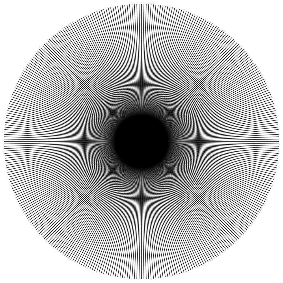 Circular Modern Etching, Engraving Texture, Sunburst Fan, Round Shape, Radial, Radiating Lines Element. Circular, Concentric Lines. vector