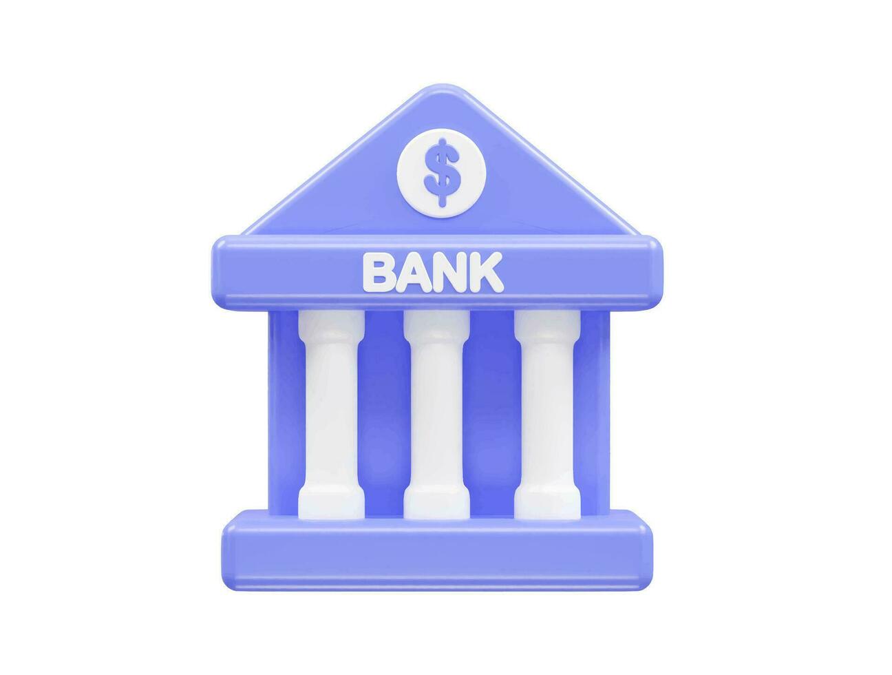 banco icono 3d hacer vector ilustración