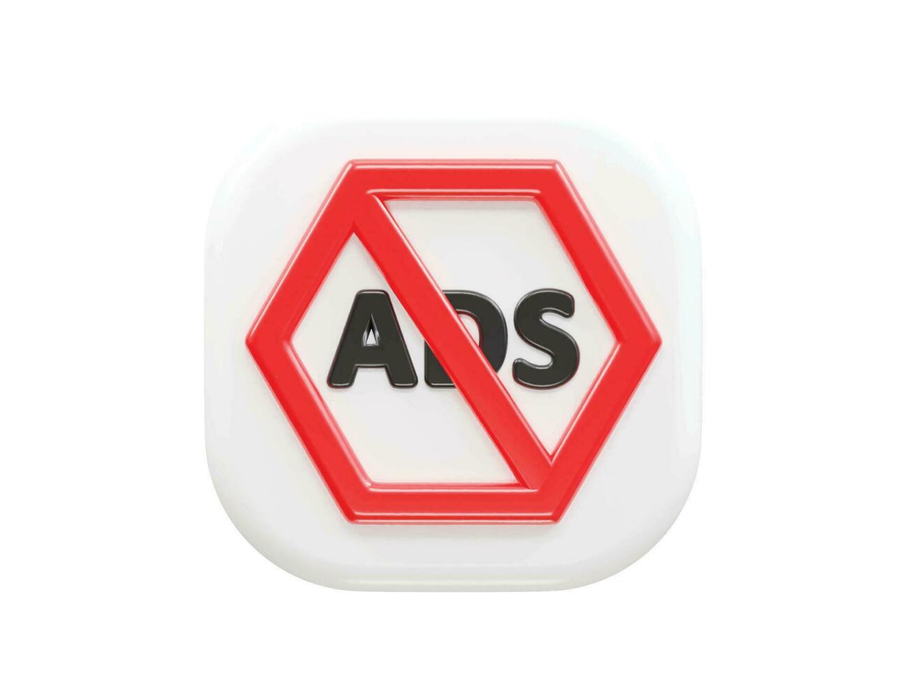 Ad blocker icon 3d render vector