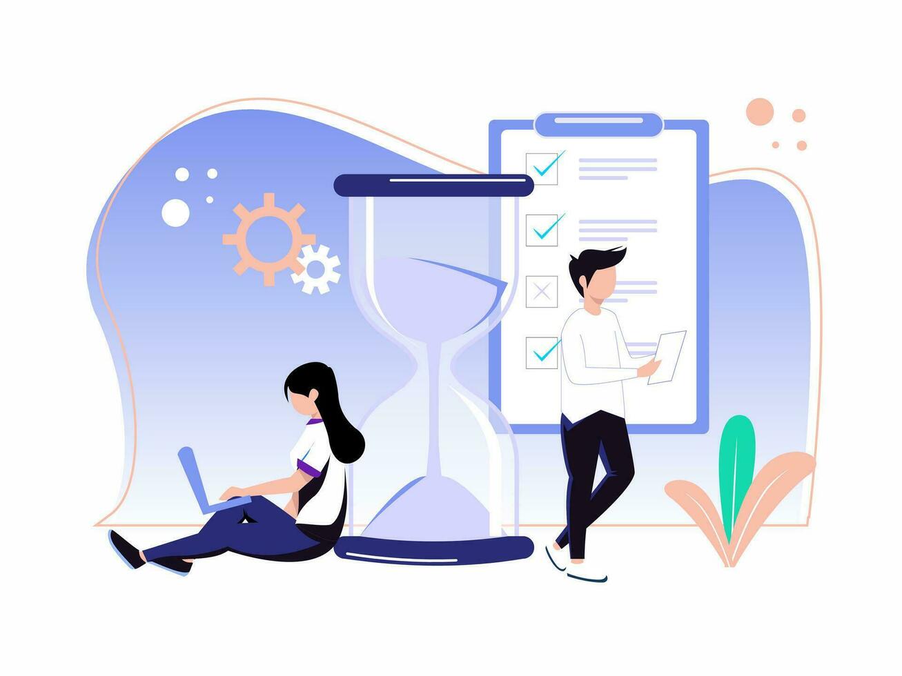 Planning concept. time schedule. vector illustration of teamwork and schedule of events that govern work processes.