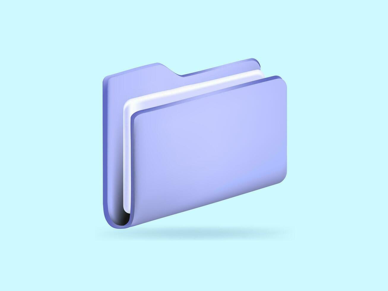 3d minimal folder with files, cartoon style, paper icon. File management concept. vector