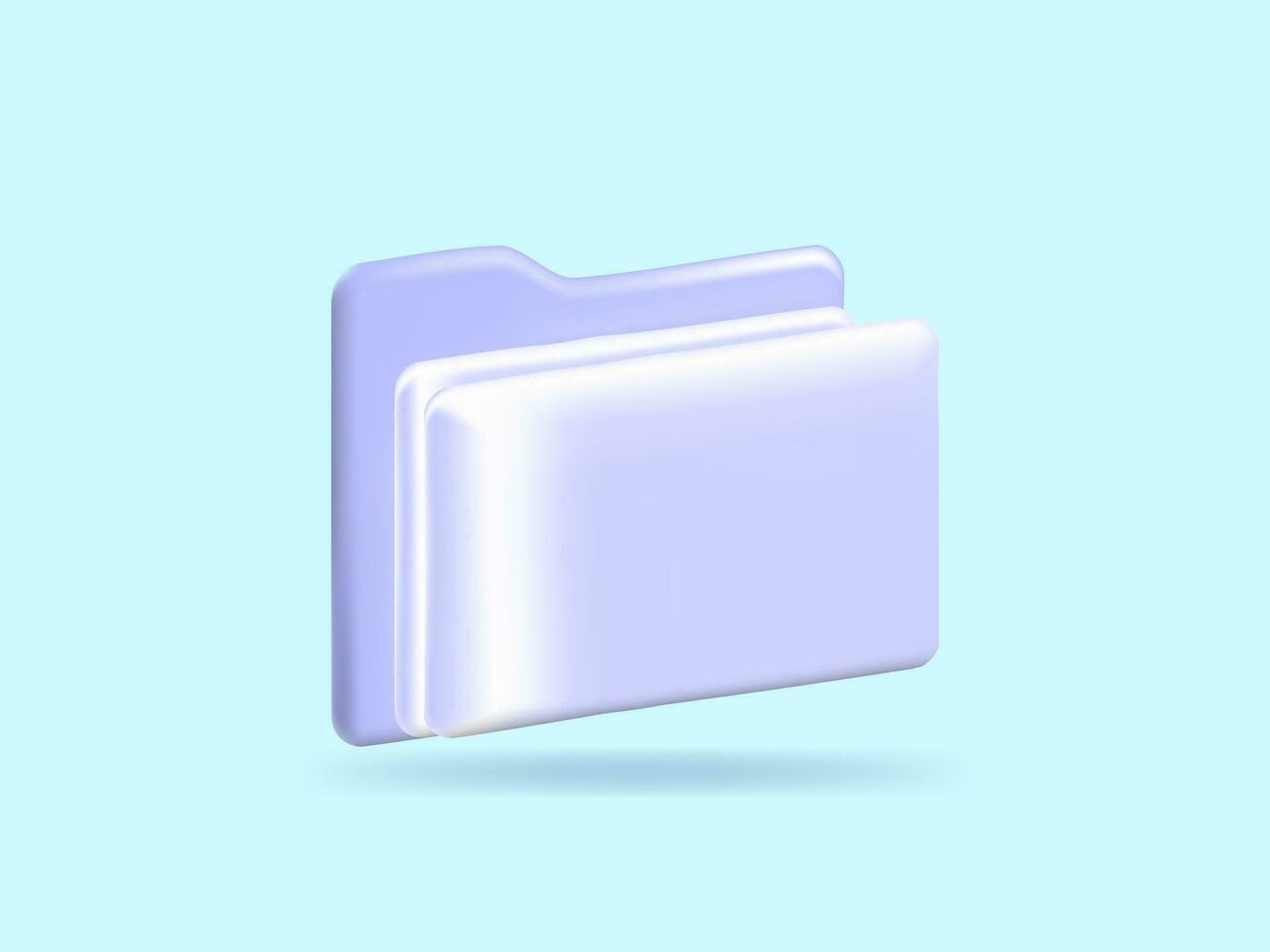 3d minimal folder with files, cartoon style, paper icon. File management concept. vector