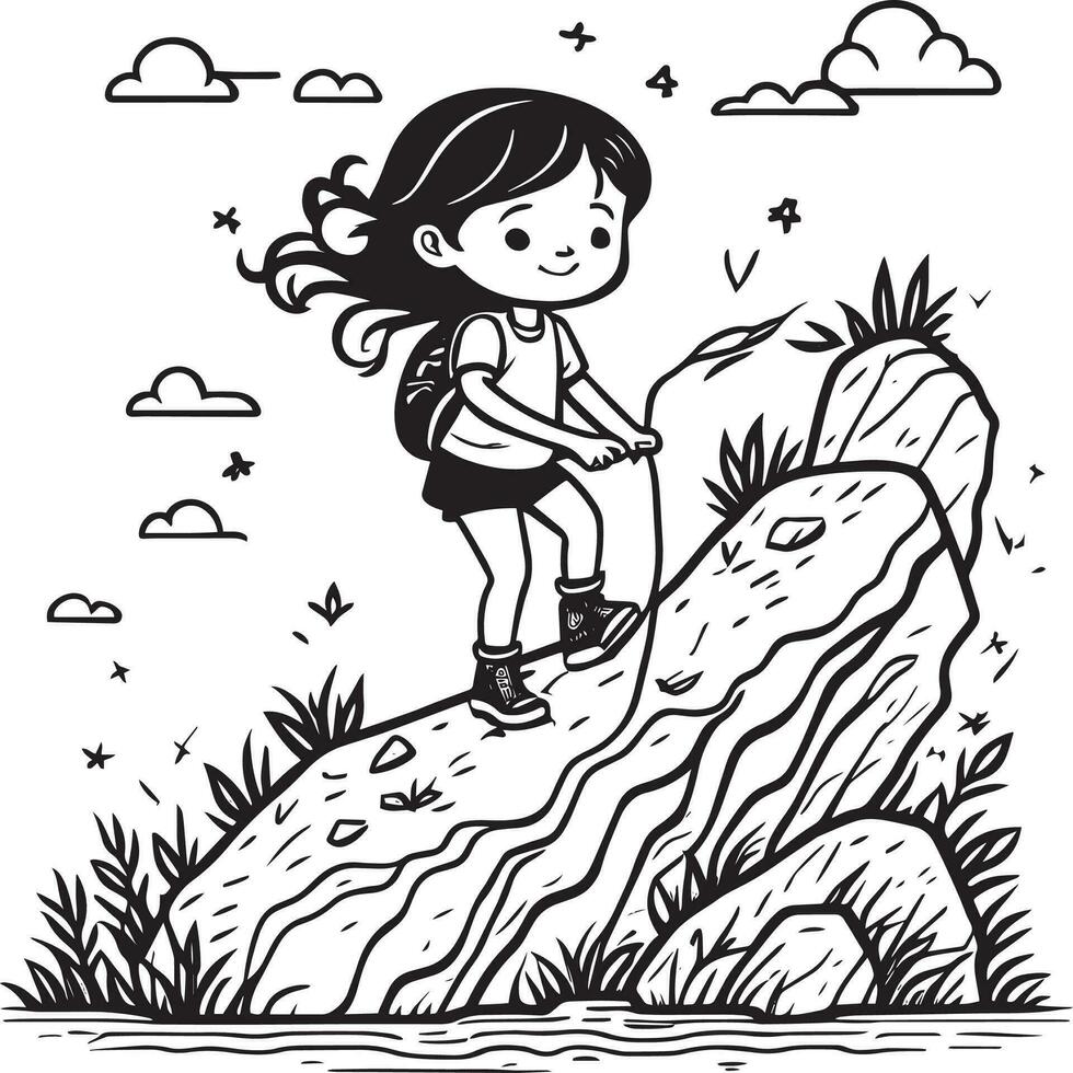 a girl playing on ground vector silhouette illustration