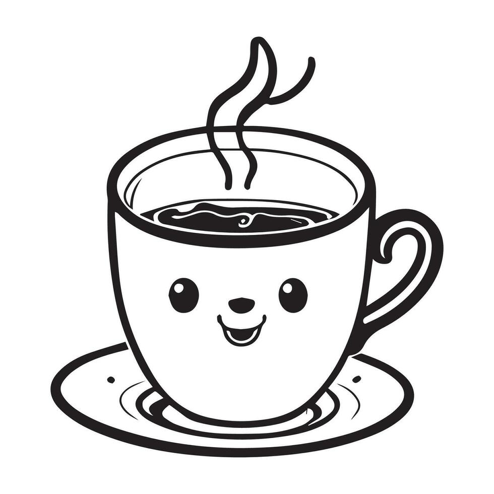 Funny Tea cup vector silhouette line art 25751270 Vector Art at Vecteezy