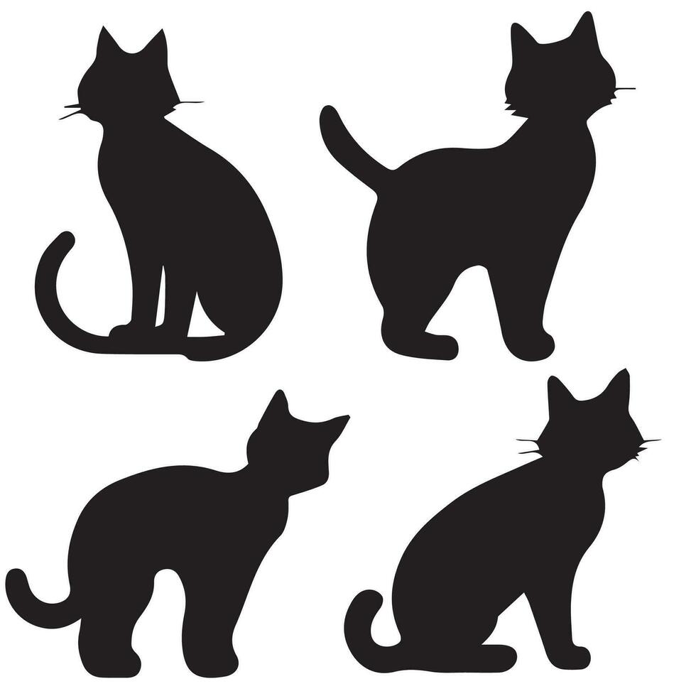 cat vector silhouette set of group illustration