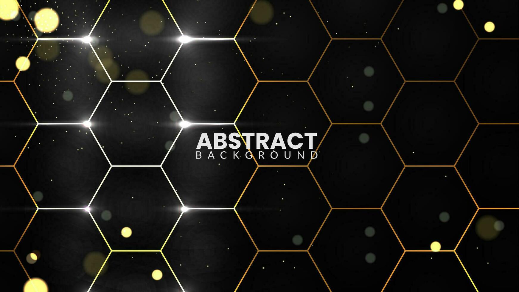 Futuristic and luxurious hexagonal background with particles and glowing light. Abstract technology design on a dark polygonal background vector