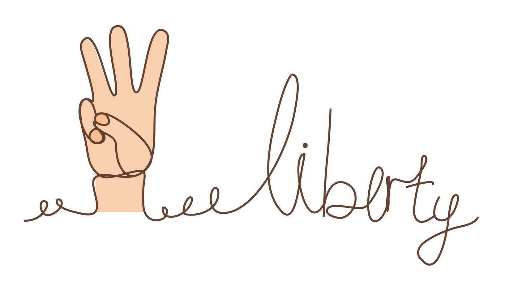 3 Finger symbol fighting for democracy. One line drawing vector