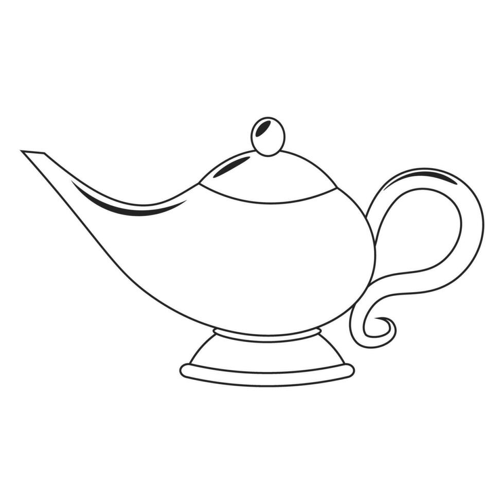 Magic antique lamp, silhouette. Vector