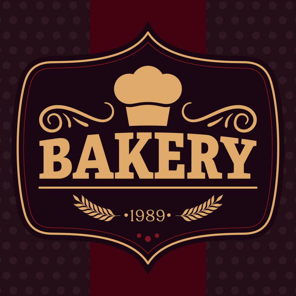 Isolated retro high quality premium bakery badge with a chef hat Vector