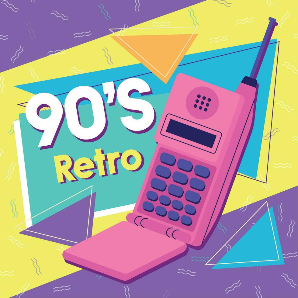 Isolated mobile phone Nostalgic retro background Vector