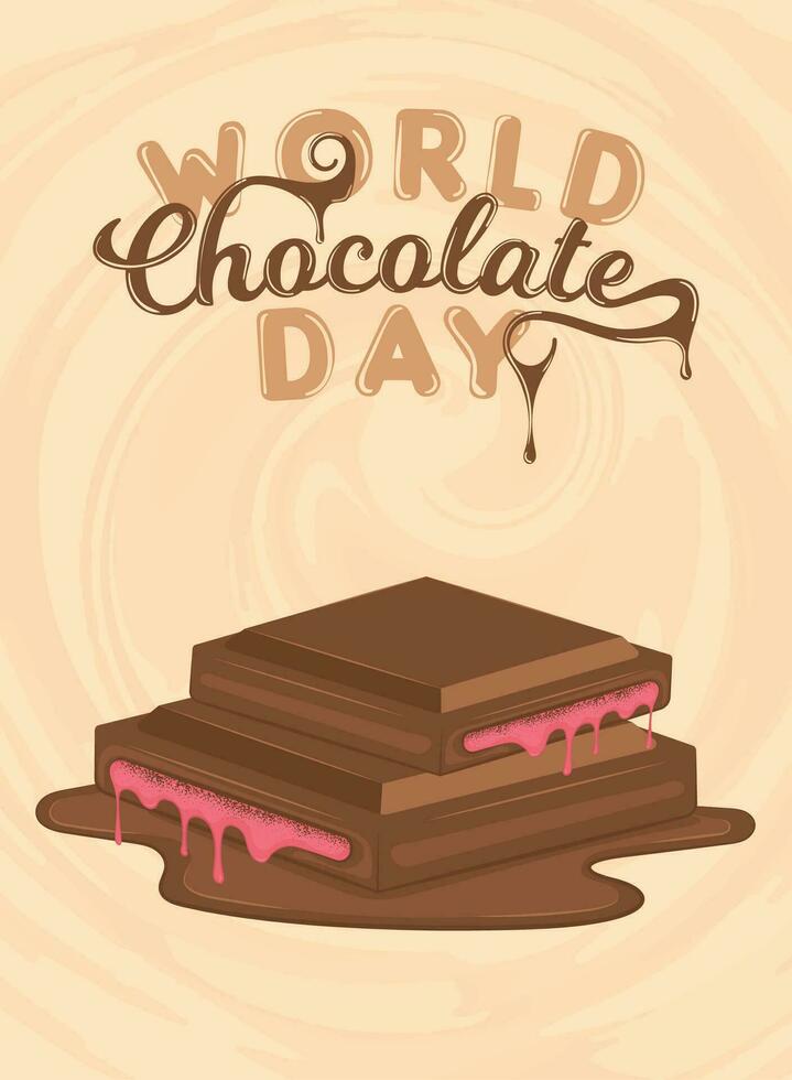 Isolated chocolate candy Vertical World chocolate day vertical poster Vector