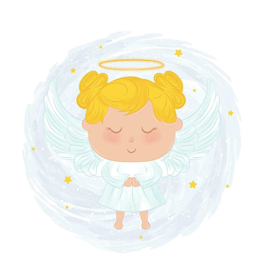 Isolated cute female angel character Vector